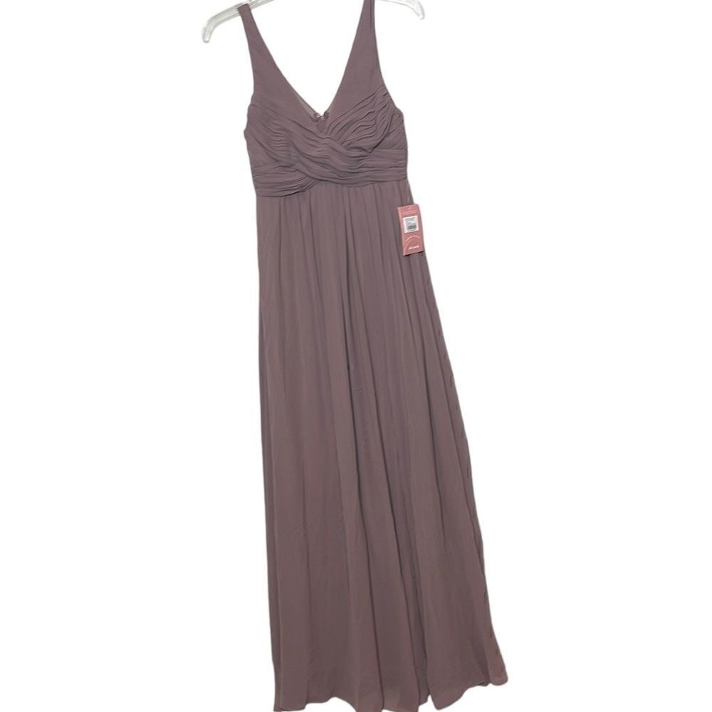 Birdie Grey Dress Laurie Empire Chiffon Dress in‎ Dark Mauve. Size  XS. New!